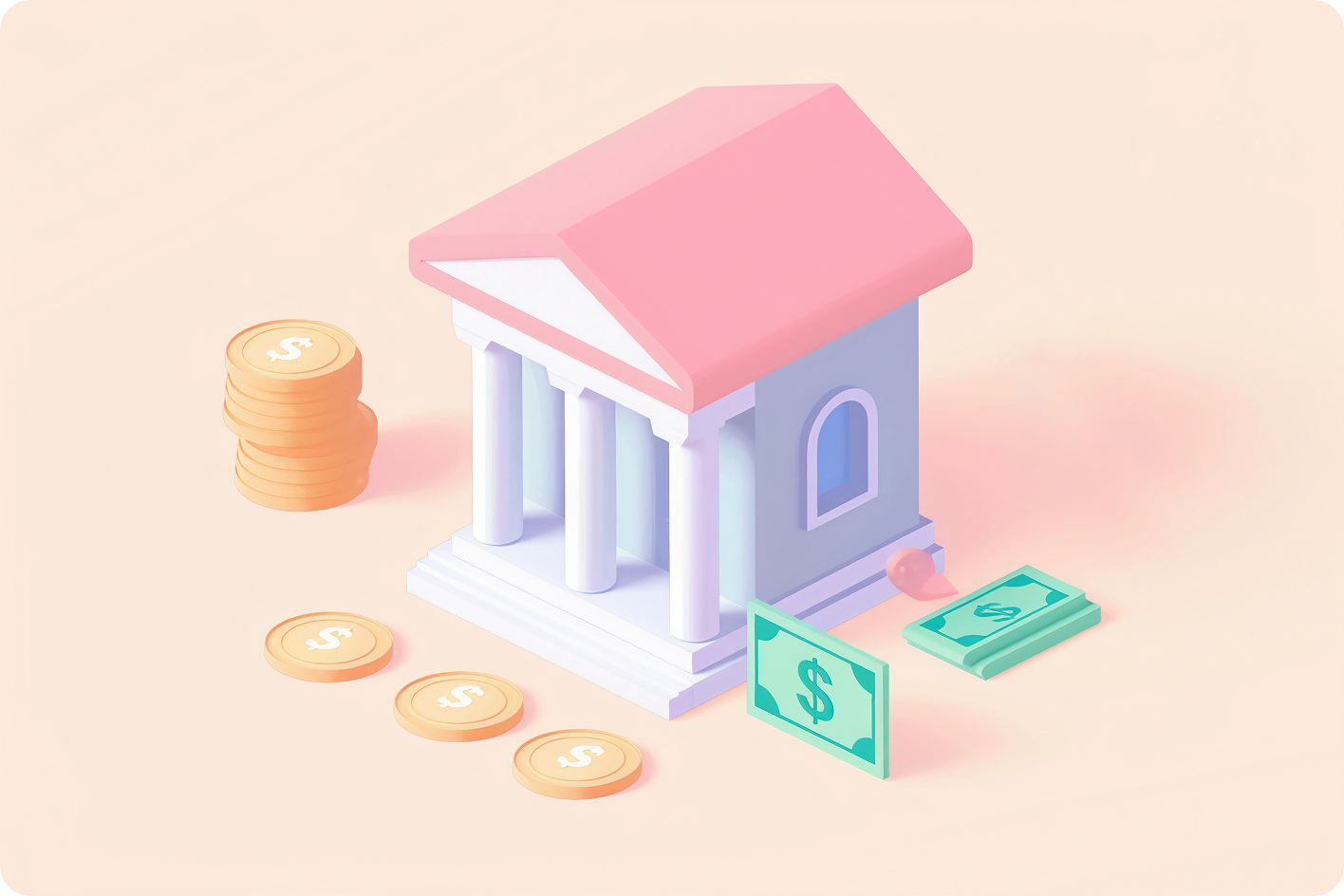 Bank building with cash illustrating local bank account payouts