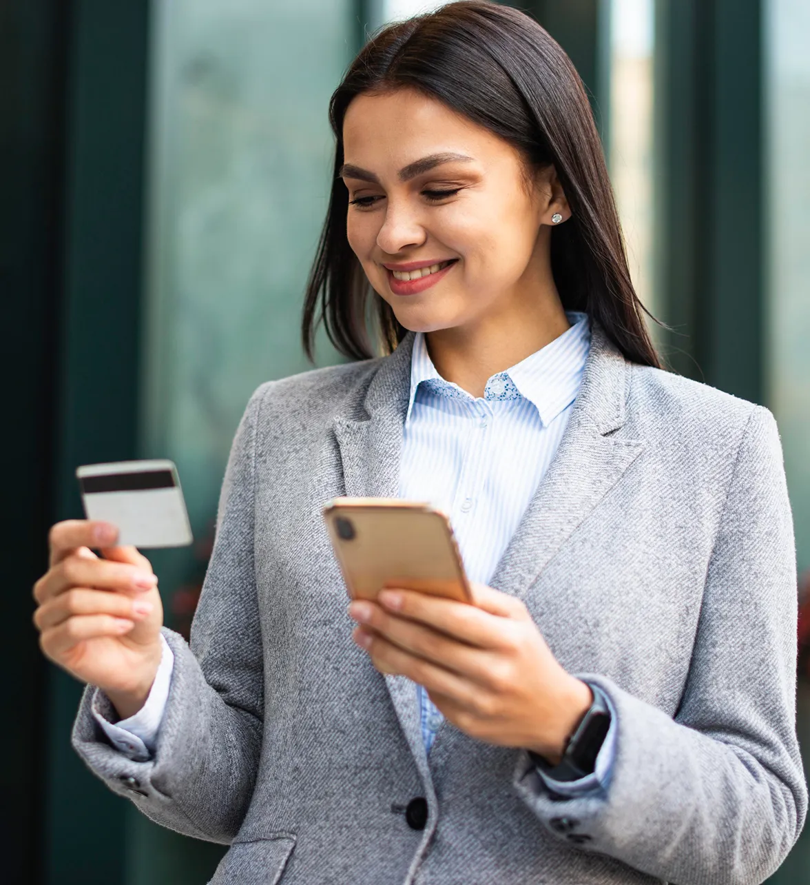 Woman paying