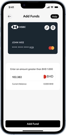 JinglePay app - Add funds screen