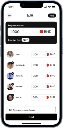 JinglePay app - Split screen