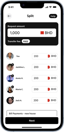 JinglePay app - Split screen
